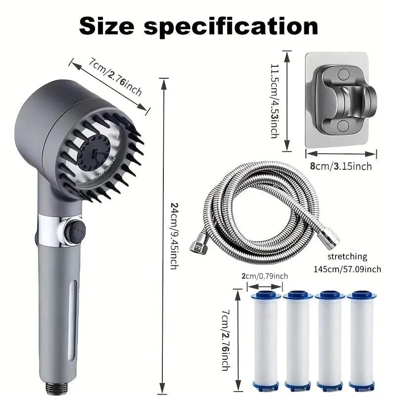 2025 New Ion Drop Shower Head with Handheld Filter Shower, Turbocharger with Multiple Spray Modes, Built-In Filter On/Off Switch