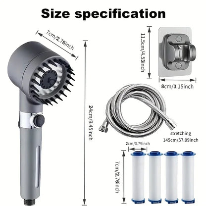 2025 New Ion Drop Shower Head with Handheld Filter Shower, Turbocharger with Multiple Spray Modes, Built-In Filter On/Off Switch